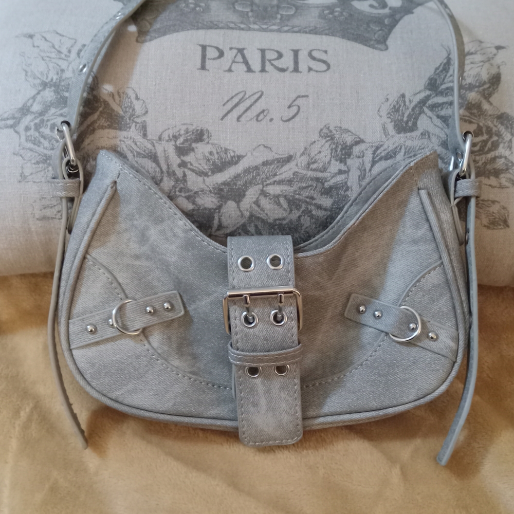 Stylish Gray Women's Bag With Stud Accents. Never Used